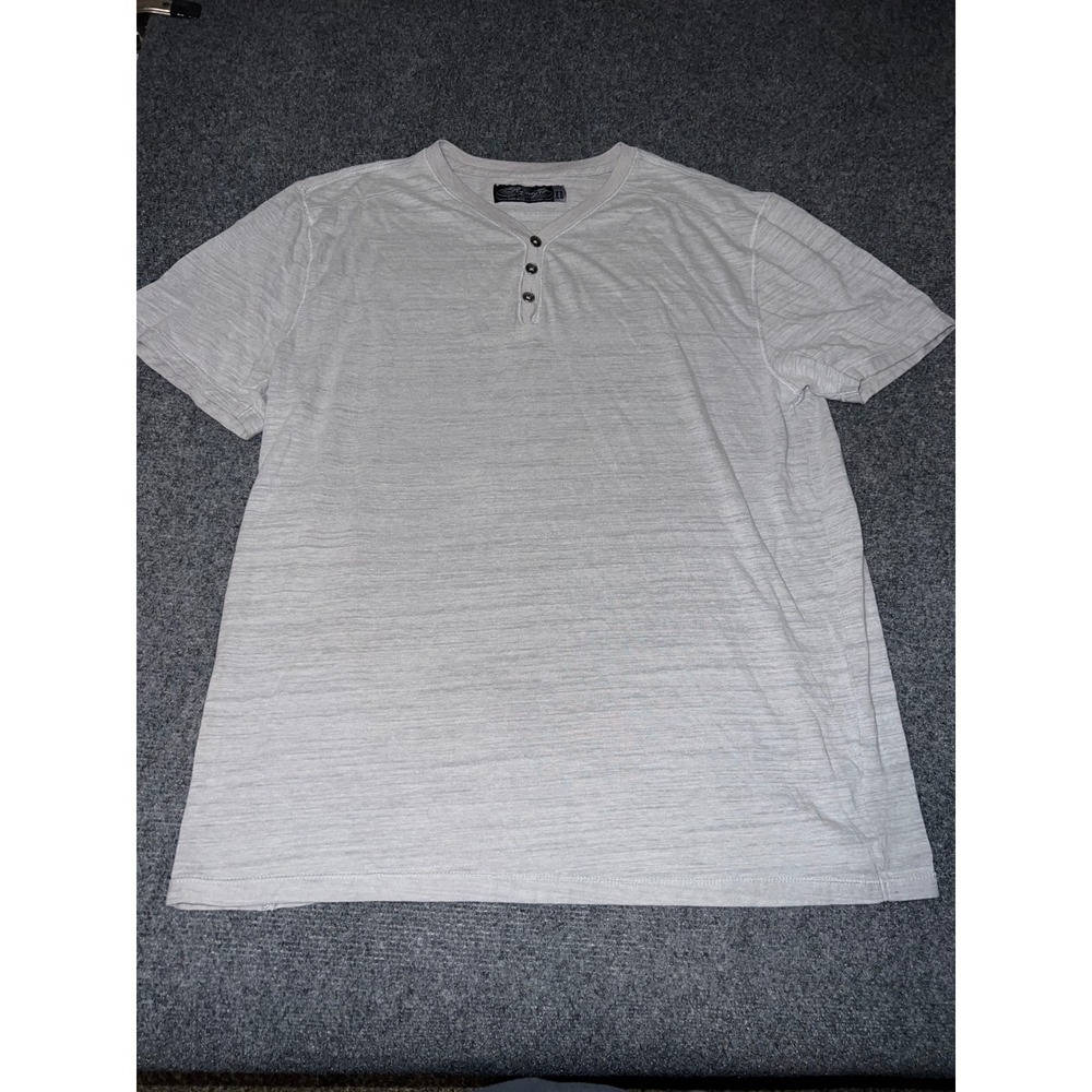Retrofit Mens XL Gray Slub Knit Short Sleeve Henley Shirt